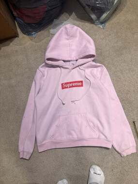 Supreme Pink Box Logo Pullover Hoodie Size L